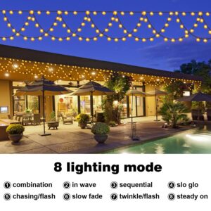 DANLI Christmas Decorations 380 LED Christmas Lights 8 Modes Half-Round Extenable String Lights for Xmas New Year Patio Yard Indoor Outdoor Decorative(Warm White)