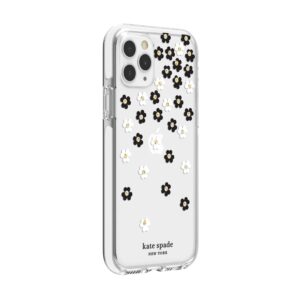 kate spade new york Scattered Flowers Case for iPhone 11 Pro - Polyurethane, Shock-Absorbent, Defensive Hardshell with White Bumper, Scattered Flowers Gold Gems