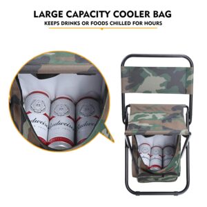 LEADALLWAY Fishing Chair with Cooler Bag Foldable Compact Fishing Stool,Camouflage