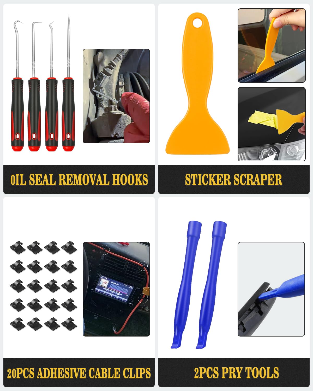 Trim Removal Tool, 120Pcs Car Panel Door Audio Removal Tool Kit, Auto Clip Pliers Fastener Remover Pry Tool Set with Storage Bag