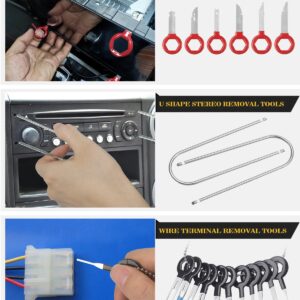 Trim Removal Tool, 120Pcs Car Panel Door Audio Removal Tool Kit, Auto Clip Pliers Fastener Remover Pry Tool Set with Storage Bag