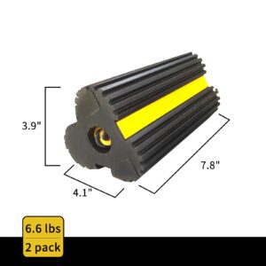 ROBLOCK Heavy Duty Wheel Chocks, Rubber Wheel Block Non-Slip Base with Nylon Rope Yellow Reflective Tape - 1 Pair Black, Wheel Stoppers for Travel Trailers, RV, Aircraft, Car, Camper, Truck