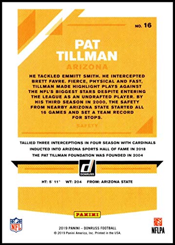 2019 Donruss #16 Pat Tillman NM-MT Arizona Cardinals Officially Licensed NFL Football Trading Card