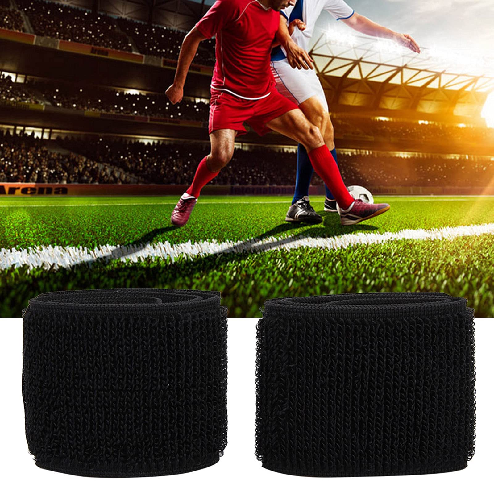 Sports Guard Tape, Sports Shin Guard Fixed Bandage Tape Fastener Shinguard Adjustable Elastic Sports Strap Accessory(Black)