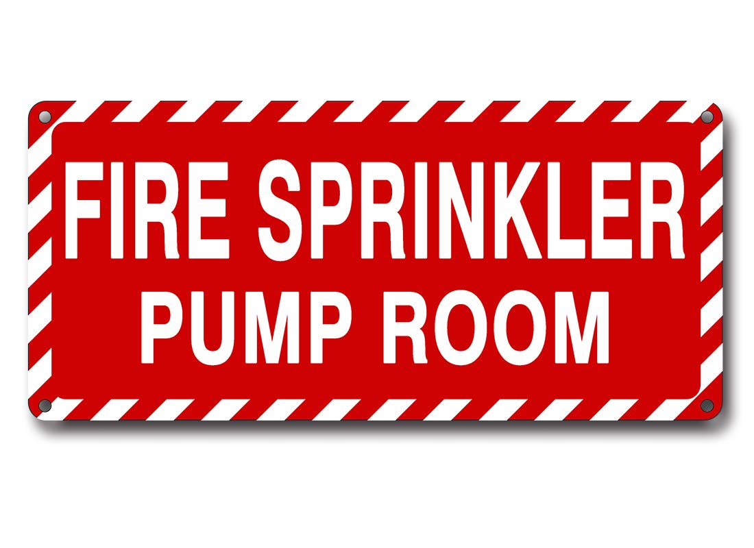 Fire Sprinkler Pump Room Sign 4.5 x 10 Inch 40 Mil Thick Aluminum Reflective Sign UV Protected Water Proof