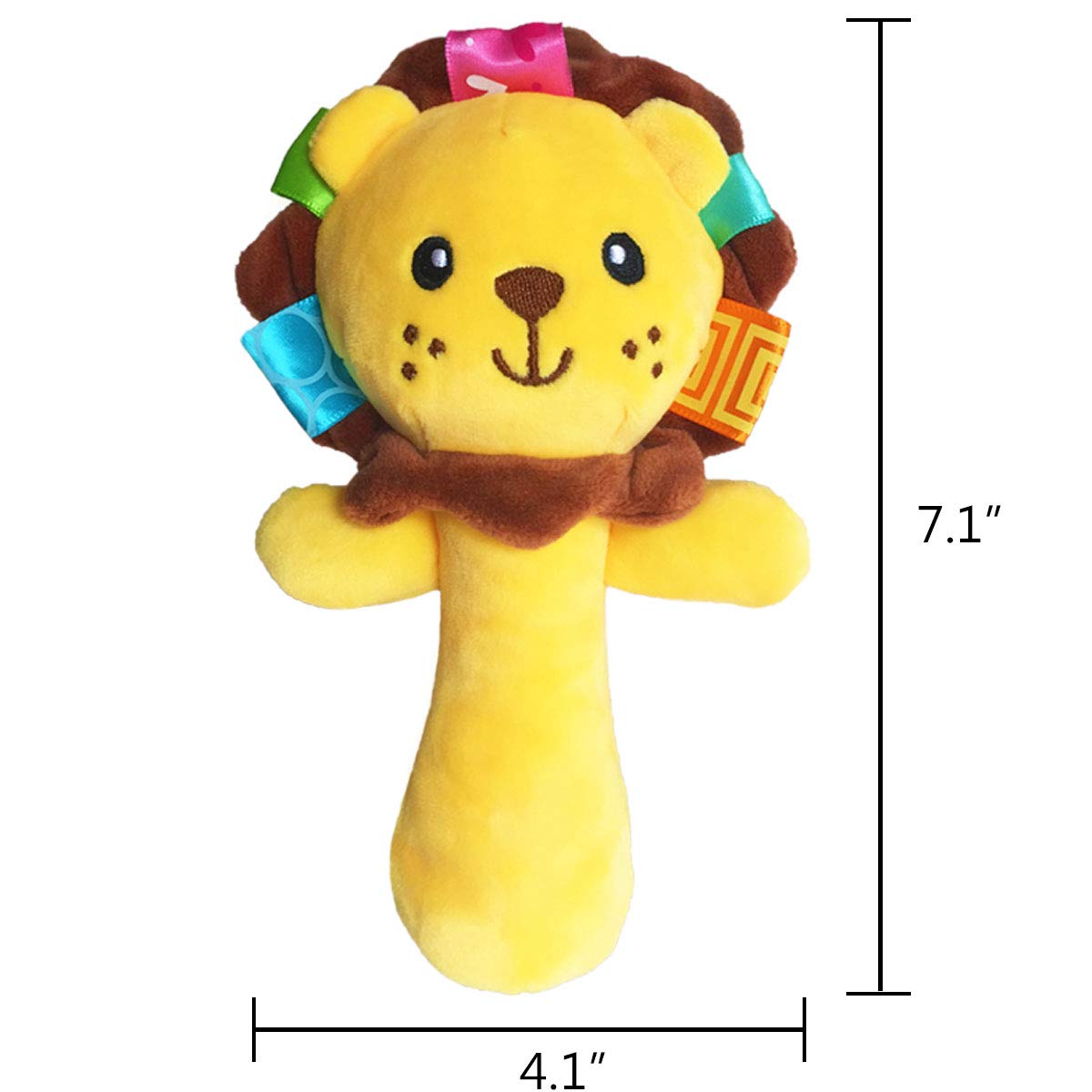 Soft Baby Rattle Toys Plush Stuffed Animal Hand Rattles for Toddlers Girls Boys Development Infant Toys-Lion