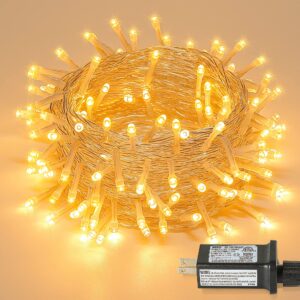 fiee 39ft 100led warm white string lights indoor, 8 modes connectable christmas lights outdoor waterproof, 30v plug in christmas string lights for indoor bedroom christmas garden party patio decor