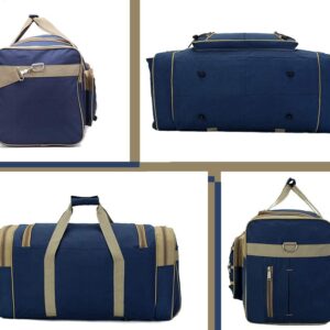 Travel Duffle Bags for Men Weekender Over Night Carry On Bag Lightweight Extra Large Oxford Duffel Gym Sturdy Luggage Water-proof for Men & Women 26" (Blue Gold)