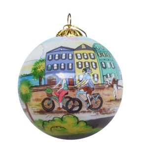 Blown Glass Christmas Ornament | Illustrated Charleston | Hand Painted Inside | Original Art | Includes Gift Box