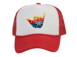 gravity threads shaka learn to surf patch trucker hat - white/red