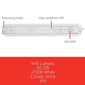 UltraPro 16in. LED Fixture, Under Cabinet Light, 2700K Warm White, 445 Lumens, Closet, Kitchen, Flat Plug, 44128