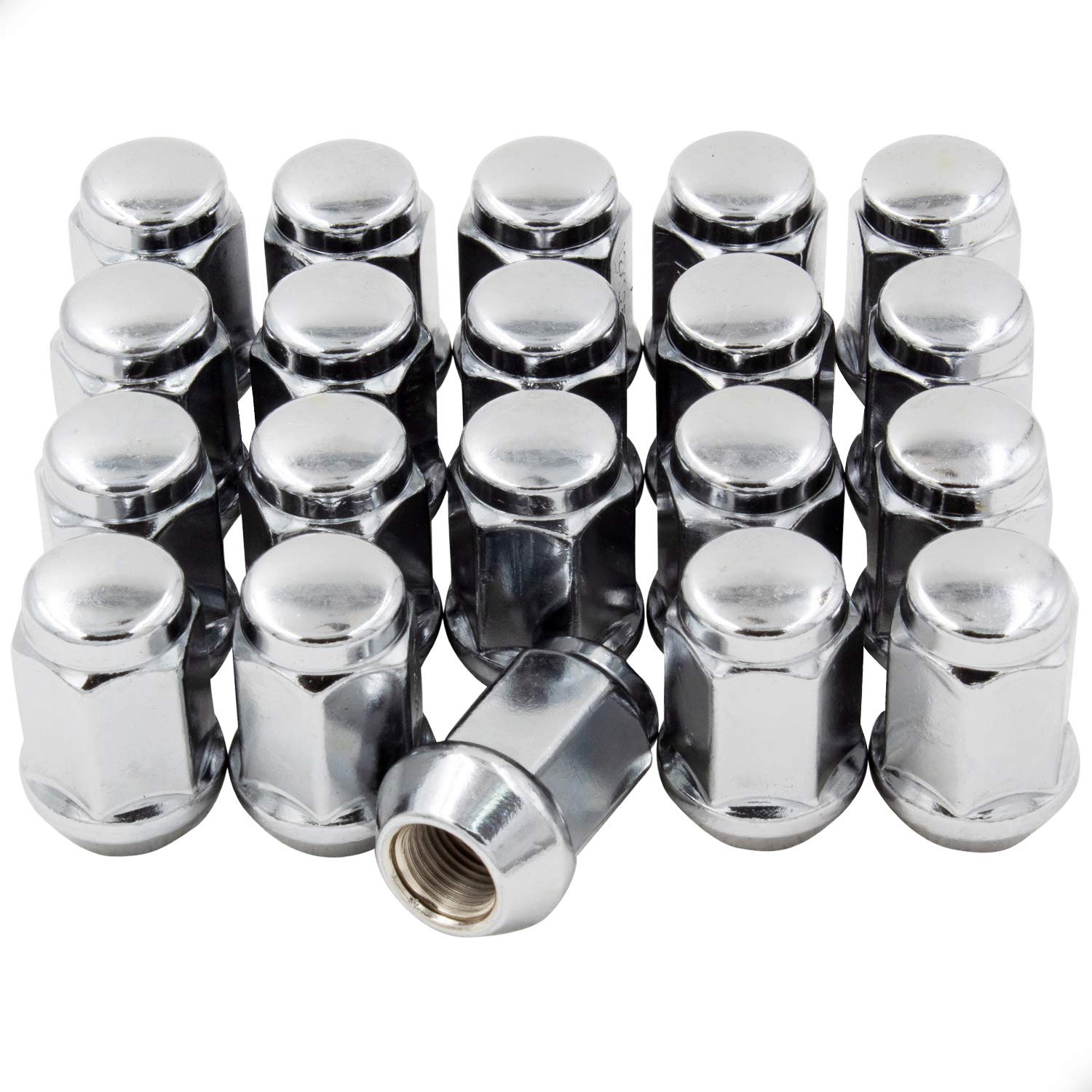 Wheel Accessories Parts 20 Pcs M14x1.5 14x1.5 Thread Bulge Acorn 35mm 1.38" Long Lug Nuts Chrome 3/4" 19mm Hex Fits 2010+ Chevy Camaro | Dodge Charger Challenger | 2014+ Ford Mustang