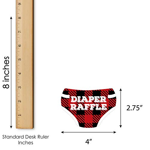 Big Dot of Happiness Lumberjack - Channel the Flannel - Diaper Shaped Raffle Ticket Inserts - Buffalo Plaid Baby Shower Activities - Diaper Raffle Game - Set of 24