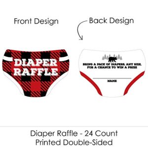 Big Dot of Happiness Lumberjack - Channel the Flannel - Diaper Shaped Raffle Ticket Inserts - Buffalo Plaid Baby Shower Activities - Diaper Raffle Game - Set of 24