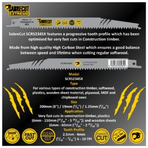 10 x SabreCut SCRSKW10A Mixed S644D S1531L S2345X Fast Wood Cutting Reciprocating Sabre Saw Blades Compatible with Bosch Dewalt Makita and many others