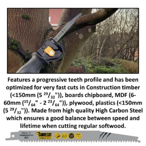 10 x SabreCut SCRSKW10A Mixed S644D S1531L S2345X Fast Wood Cutting Reciprocating Sabre Saw Blades Compatible with Bosch Dewalt Makita and many others