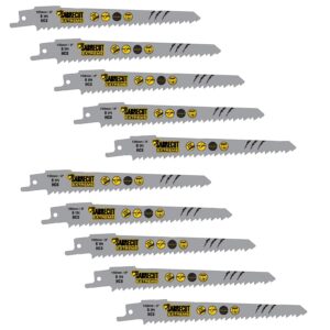 10 x sabrecut scrs644d_10 5 15/16" (150mm) 6 tpi s644d fast wood cutting reciprocating sabre saw blades compatible with bosch dewalt makita and many others