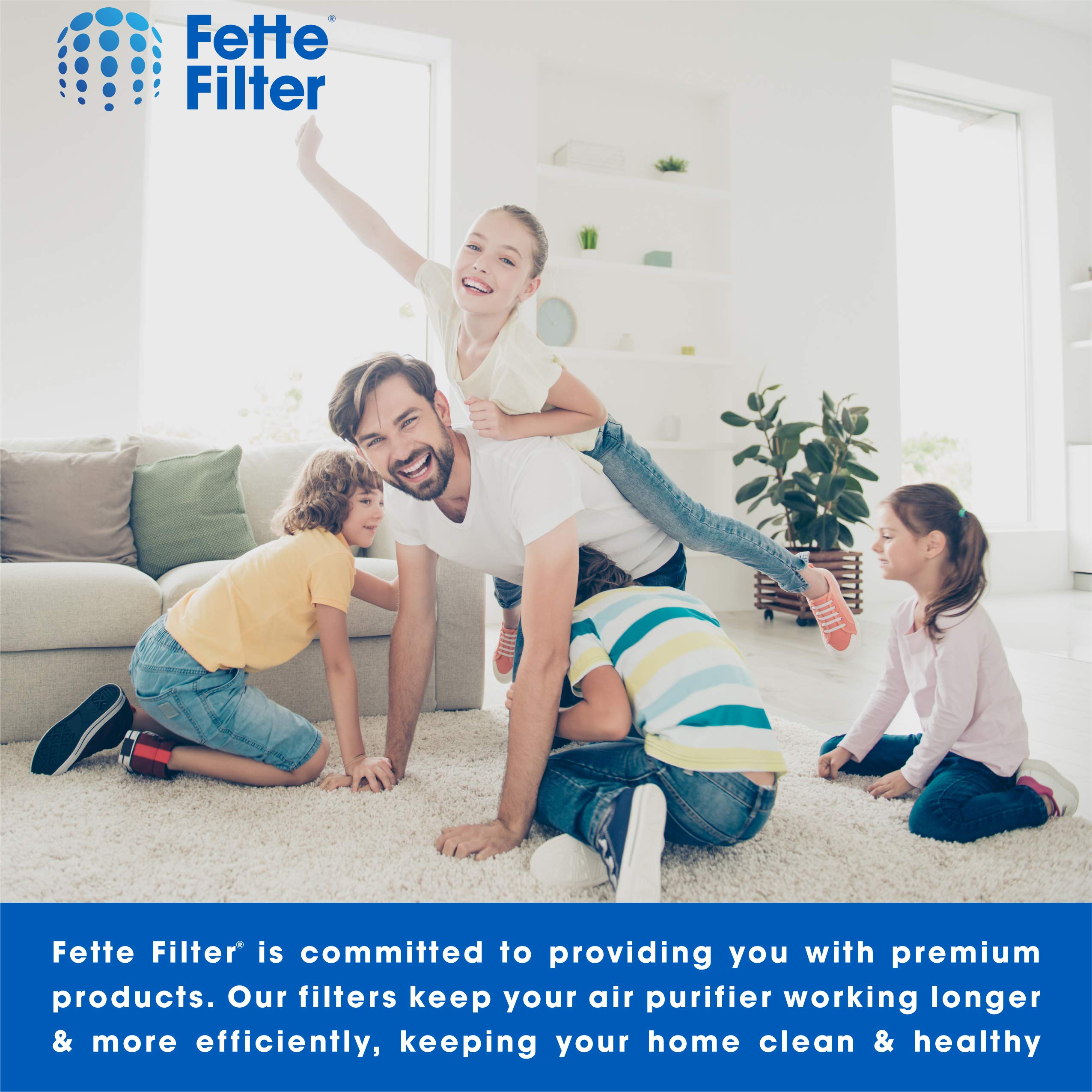 Fette Filter - Premium True Hepa H13 Replacement Filters Compatible with Fellows AeraMax 90/100 DX5 & DB5 Part # 40101701 9287001 9324001 Qty 2 True Hepa + 8 Carbon Filters.