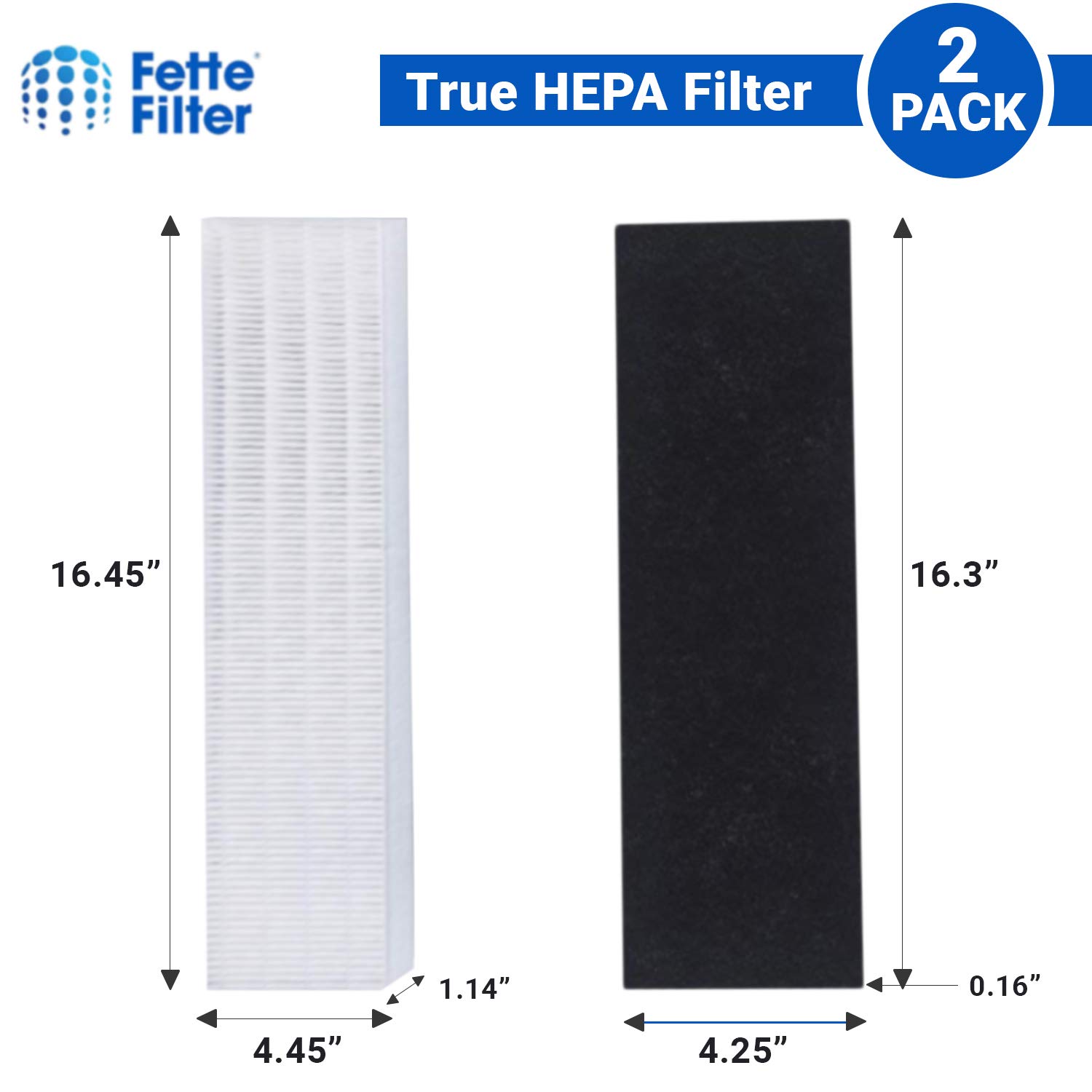 Fette Filter - Premium True Hepa H13 Replacement Filters Compatible with Fellows AeraMax 90/100 DX5 & DB5 Part # 40101701 9287001 9324001 Qty 2 True Hepa + 8 Carbon Filters.