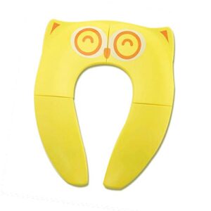 wetest upgraded kids folding toilet seat，large non slip silicone pads travel portable reusable toilet potty training seat covers liners with carry bag for babies, toddlers (yellow)