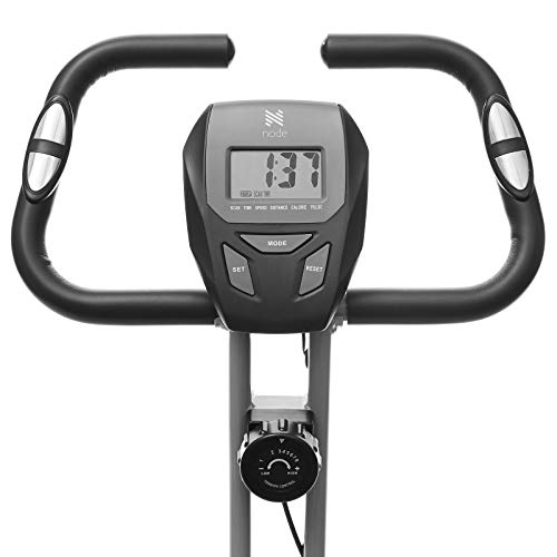 Node Fitness Indoor Cycling Bike - Folding, Upright Stationary Exercise Cycle with Magnetic Resistance