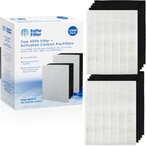 fette filter -premium true hepa h13 filter replacement compatible with fellowes aeramax 190/200/dx55 air cleaner purifiers part # 9287101 9324101 (2-hepa + 8 carbon filters)