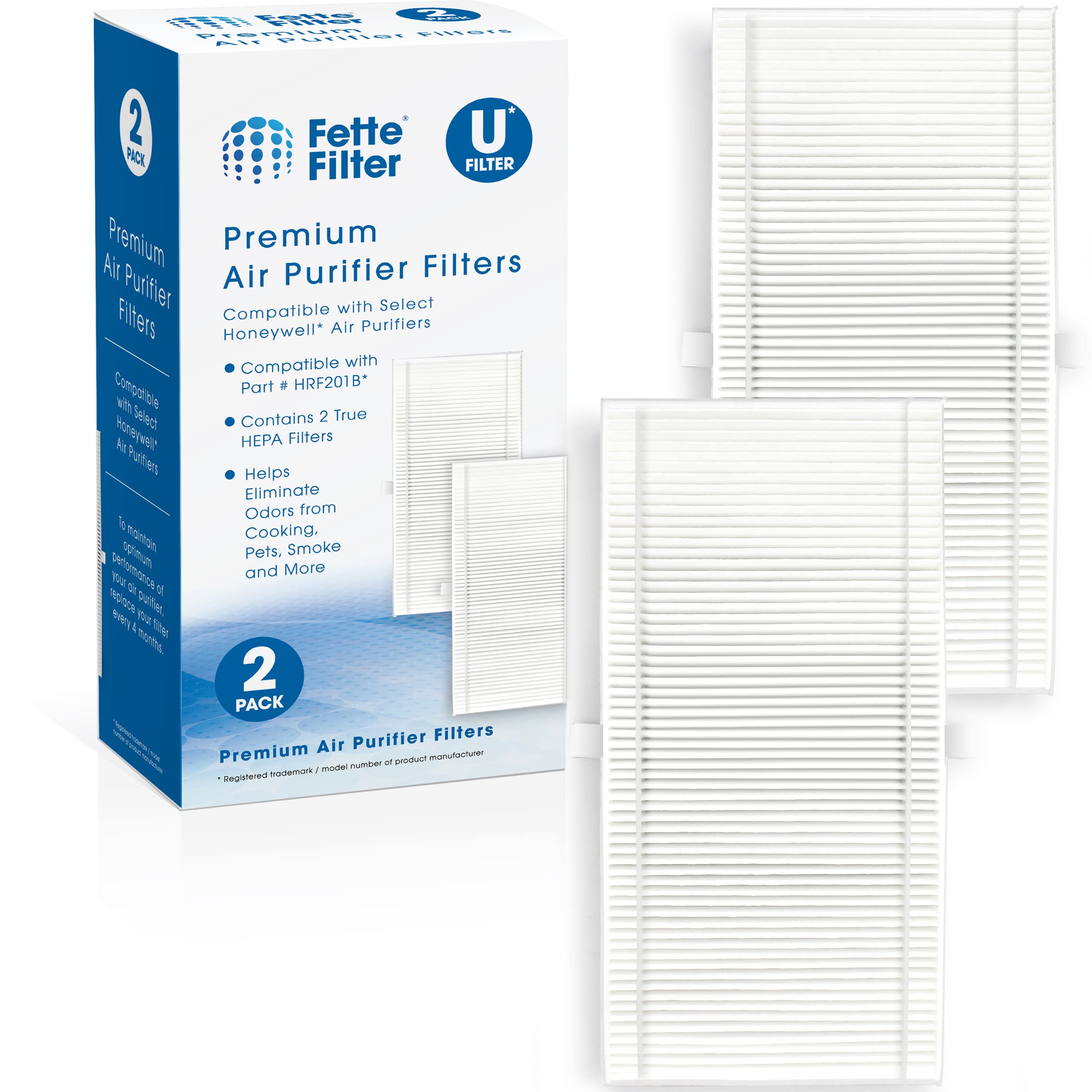 Fette Filter - Replacement Filter U Compatible with Honeywell HEPAClean U Filter HRF201B and Febreze FRF102B For HHT270, HHT290 & Febreze FHT170, FHT180, FHT190 - Pack of 2