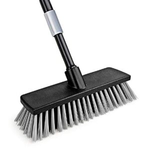 push broom floor brush indoor outdoor scrubber, stiff bristle, 49.6 inches telescoping poles for cleaning bathroom kitchen patio garage deck wall bathtub tile wood floor