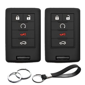 infipar 2pcs compatible with cadillac ats cts dts xts srx sts escalade esv chevrolet corvette impala monte carlo buick lucerne ouc6000066 silicone key fob cover case protector keyless remote holder