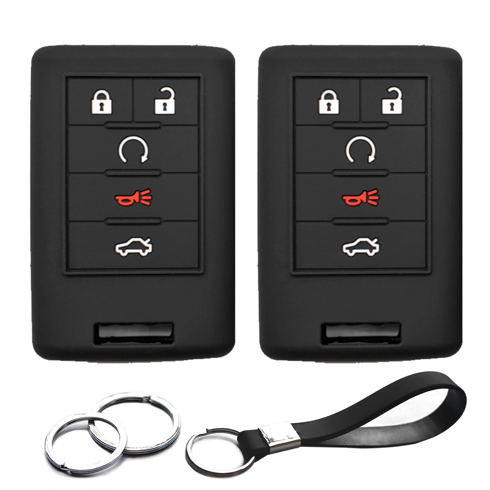 INFIPAR 2pcs Compatible with Cadillac ATS CTS DTS XTS SRX STS Escalade ESV Chevrolet Corvette Impala Monte Carlo Buick Lucerne OUC6000066 Silicone Key Fob Cover Case Protector Keyless Remote Holder