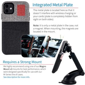 Dockem iPhone 11 Wallet Case: Built-in Metal Plate for Magnetic Mounting & 2 Card Holders (6.1" Luxe M2 Synthetic Leather, Black & Grey)