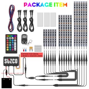 【Clear Stock】 18-Pack Motorcycle LED Underglow Lighting Kits with APP/RF/IR, Under Glow Neon Lamp Light Strips 12V with L&R Turn Signal/Warning/Brake