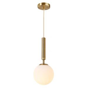 kco lighting modern globe pendant light fixture white and gold pendant light 1-light kitchen island single pendant lighting round glass hanging light nordic minimalist ball pendant light (gold)