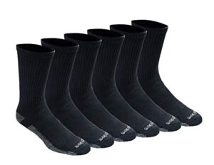 dickies men's multi-pack dri-tech 2.0 moisture control heel-lock crew socks, black, shoe size: 6-12