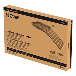 CURT 18112 50 x 30-1/2-Inch Black Aluminum Hitch Cargo Carrier with Ramp, 2-in Folding Shank