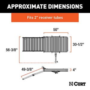 CURT 18112 50 x 30-1/2-Inch Black Aluminum Hitch Cargo Carrier with Ramp, 2-in Folding Shank