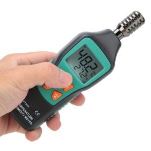 Digital Thermo Hygrometer Portable Thermometer Hygrometer Mini Temperature Humidity Meter with Dew Point and Wet Bulb Backlight LCD Display Data Hold 0-99% RH -20℃-60℃