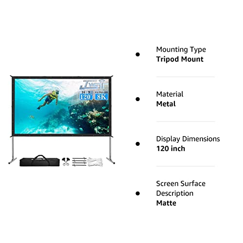 Projector Screen Outdoor,JWSIT 120 inch Outdoor Movie Screen-Upgraded 3 Layers PVC 16:9 Outdoor Projector Screen,Portable Video Projection Screen with Carrying Bag for Home Theater Backyard