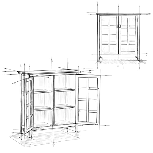 SIMPLIHOME Artisan SOLID WOOD 38 Inch Wide Transitional Medium Storage Cabinet in Russet Brown, For the Living Room, Entryway and Family Room
