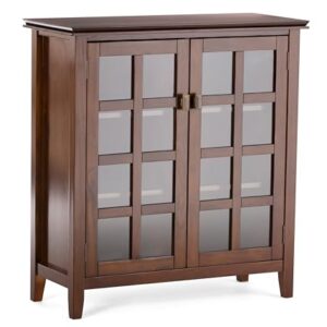 SIMPLIHOME Artisan SOLID WOOD 38 Inch Wide Transitional Medium Storage Cabinet in Russet Brown, For the Living Room, Entryway and Family Room