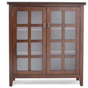 SIMPLIHOME Artisan SOLID WOOD 38 Inch Wide Transitional Medium Storage Cabinet in Russet Brown, For the Living Room, Entryway and Family Room