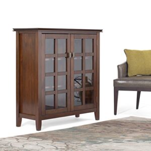 SIMPLIHOME Artisan SOLID WOOD 38 Inch Wide Transitional Medium Storage Cabinet in Russet Brown, For the Living Room, Entryway and Family Room