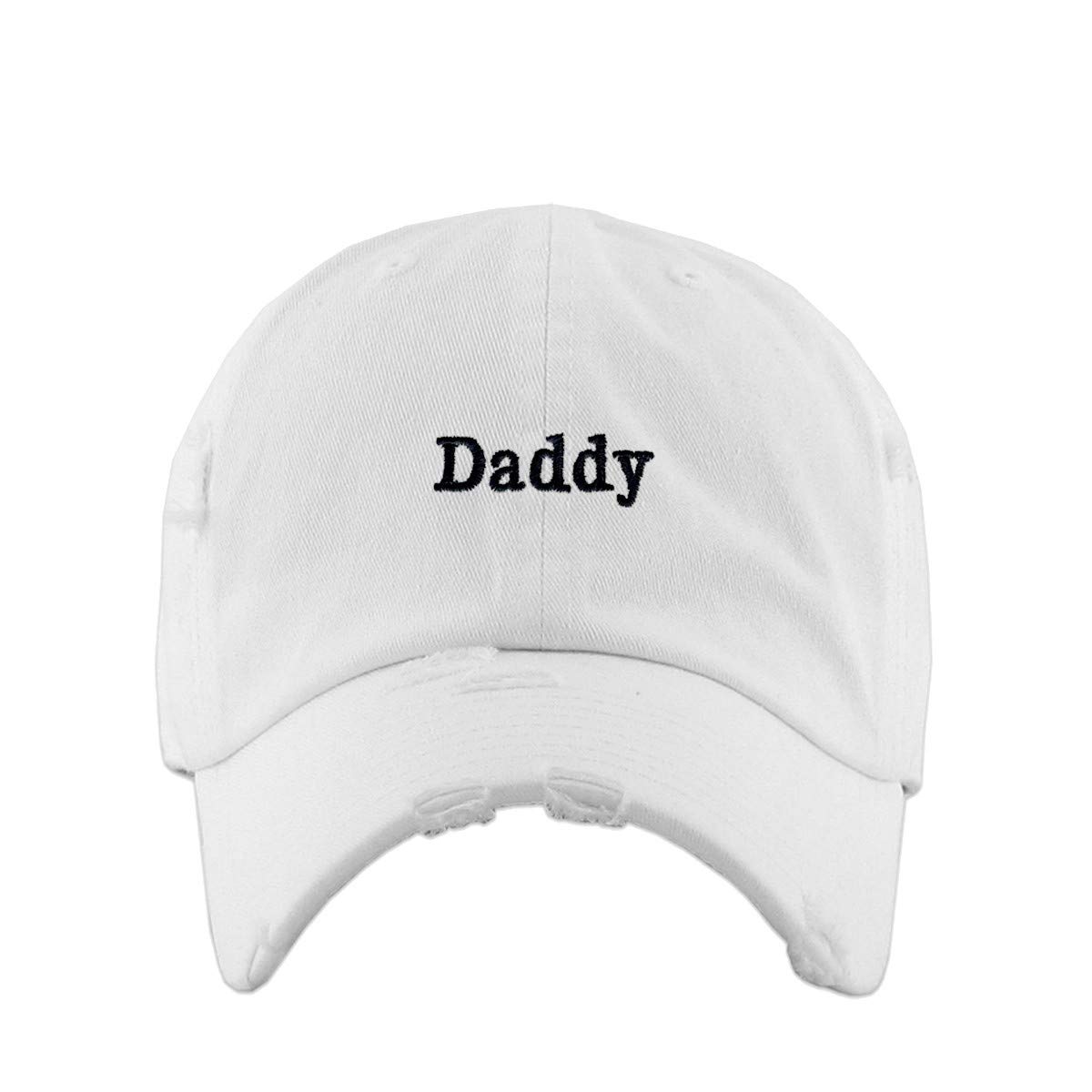 Daddy Vintage Baseball Cap Embroidered Cotton Adjustable Distressed Dad Hat White