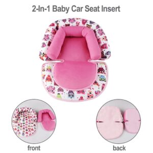 AIPINQI Baby Head Support for Car Seats, 2-in-1 Toddler CarSeat headrest Insert Cushion Soft Head Support Pillow Cushion for Newborn,Pink