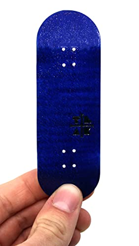 Teak Tuning Prolific Complete Fingerboard - Pro Board Shape and Size, Bearing Wheels, and Trucks - 32mm x 97mm Handmade Wooden Board - Blue Blizzard Edition