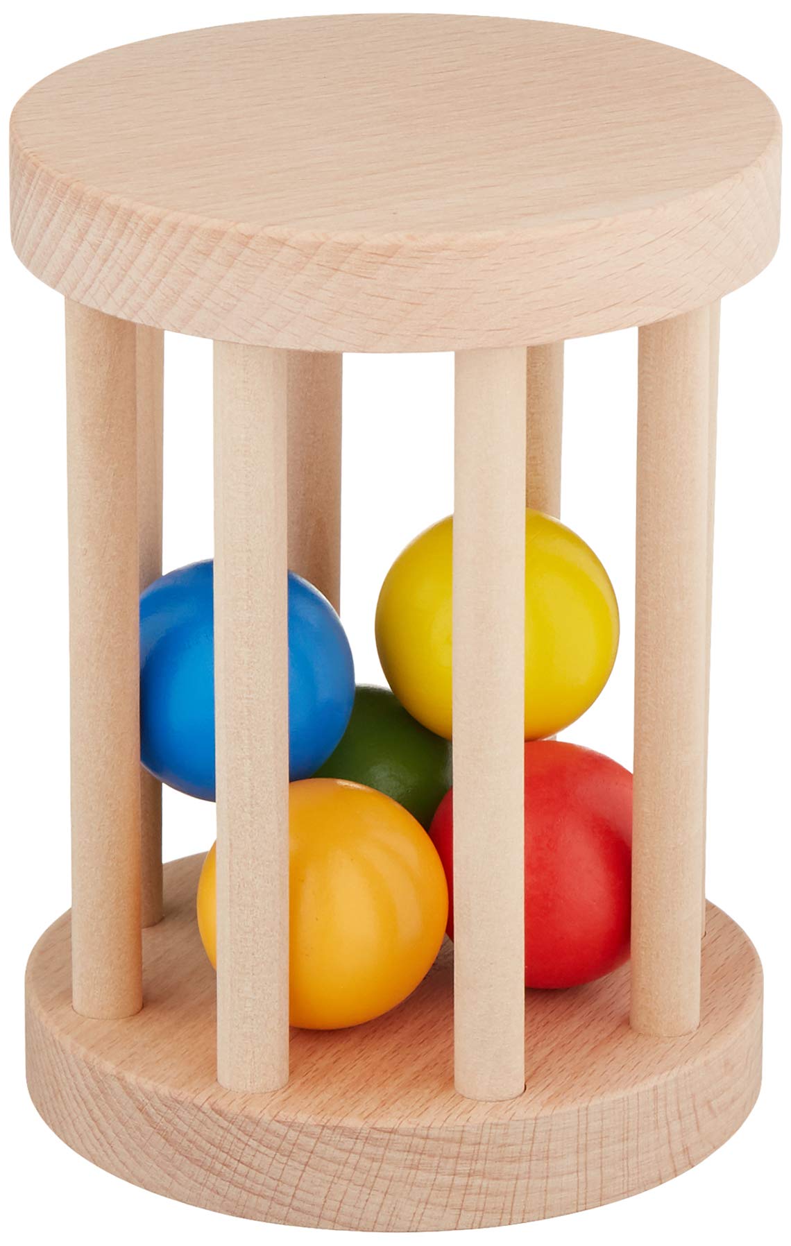 Montessori Ball Cylinder Rolling Drum - Wooden Rattle Rolling Toy - Crawling Toy for Babies 6-12 Months