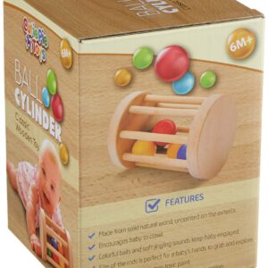 Montessori Ball Cylinder Rolling Drum - Wooden Rattle Rolling Toy - Crawling Toy for Babies 6-12 Months