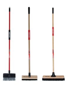 craftsman cmxmkit0080 3-piece heavy duty cleaning tool set with 10 in.all-surface wash,12 in. scrubbing deck brush & 18 in. push broom, brown