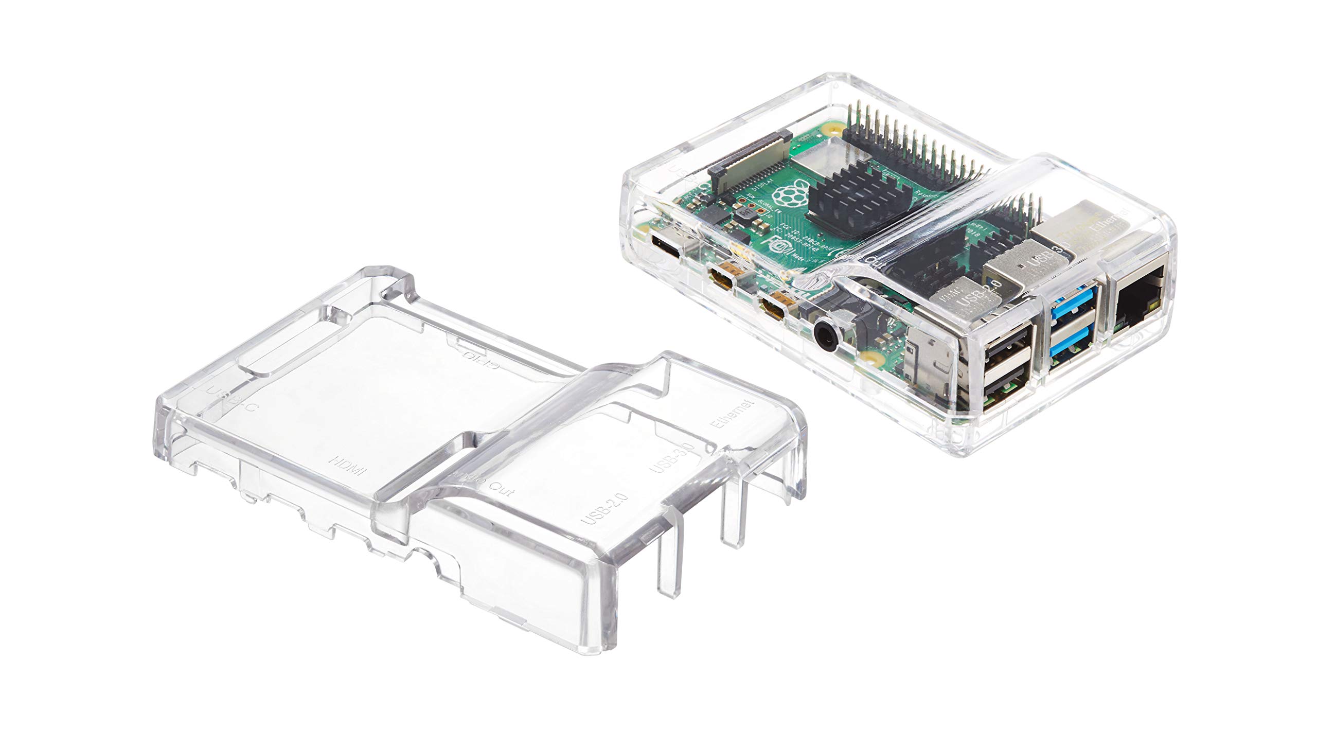 Vilros Clear Transparent Slim Compact Case for Raspberry Pi 4-Includes Sealed and Open Cover Options