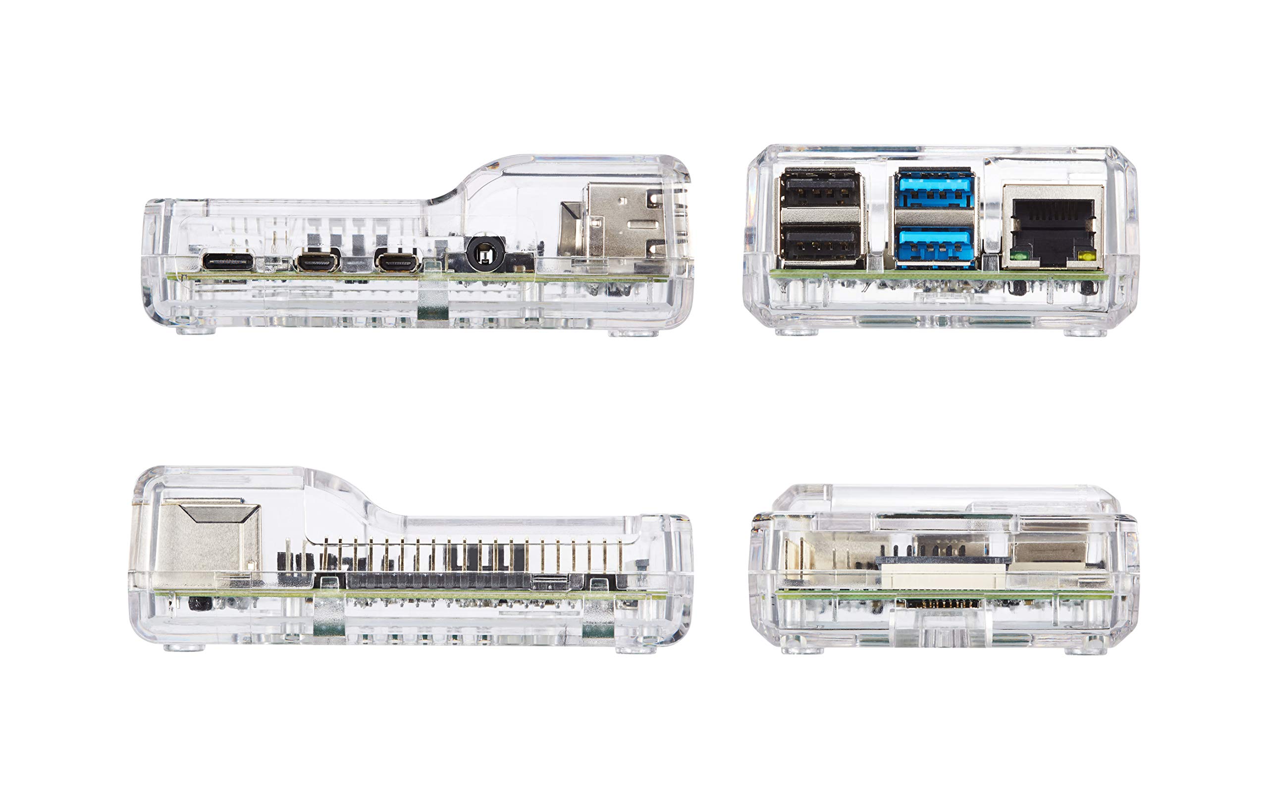 Vilros Clear Transparent Slim Compact Case for Raspberry Pi 4-Includes Sealed and Open Cover Options